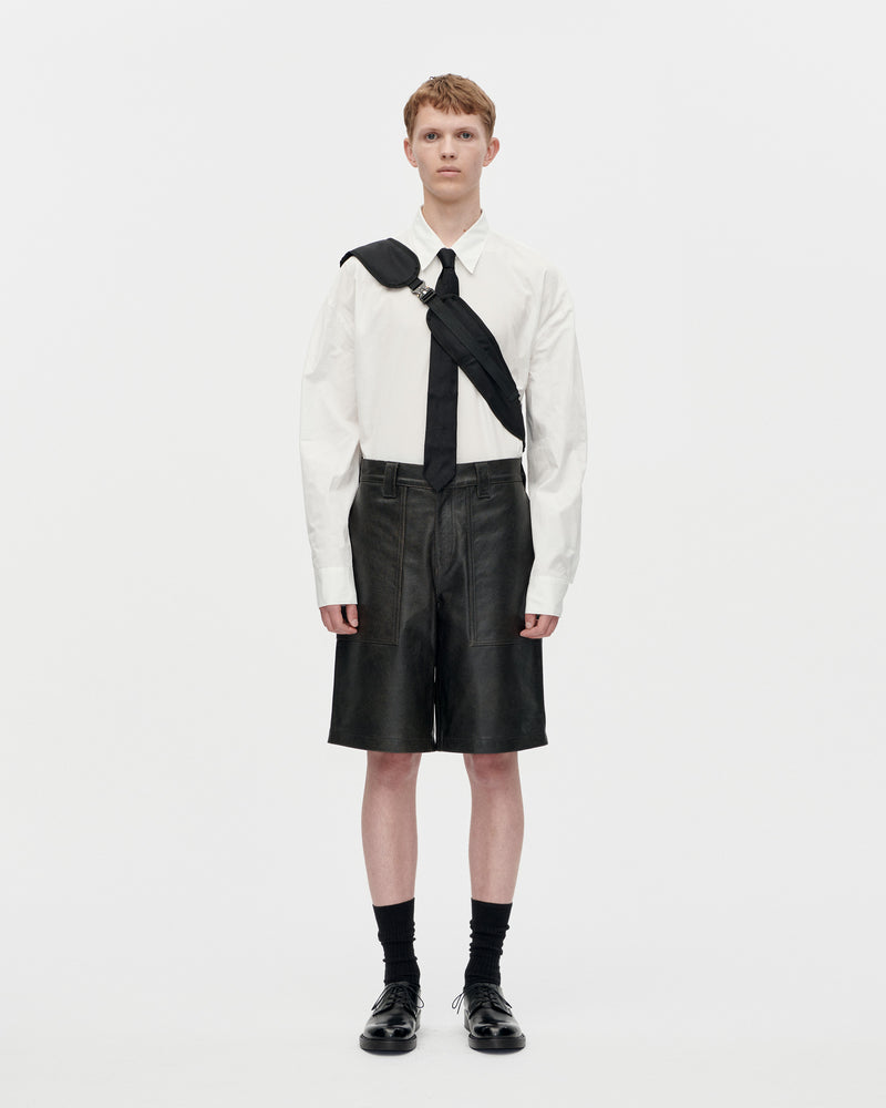 Work Shorts Distress Leather 009 Black