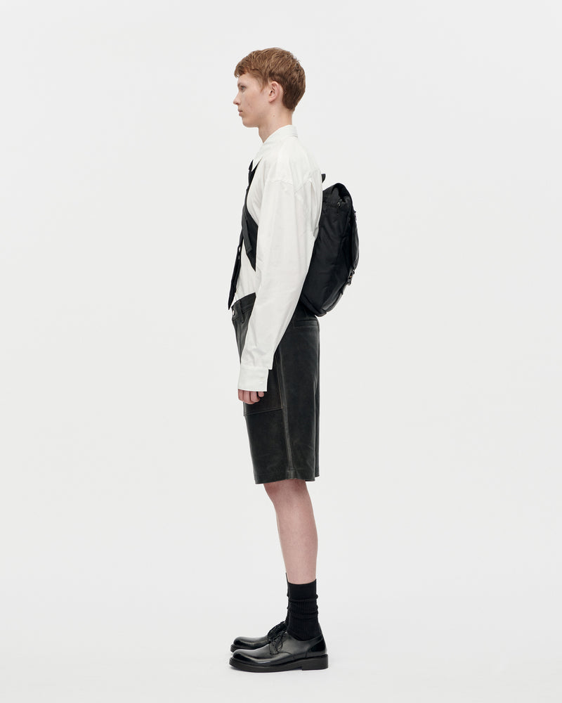 Work Shorts Distress Leather 009 Black