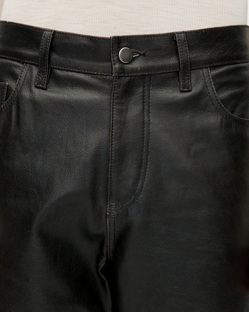 5 Pocket Distress Leather 009 Black