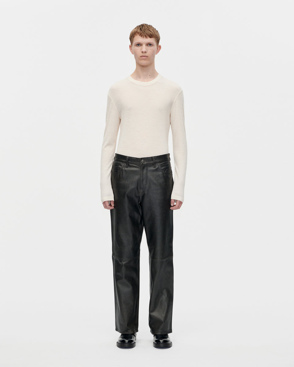 5 Pocket Distress Leather 009 Black