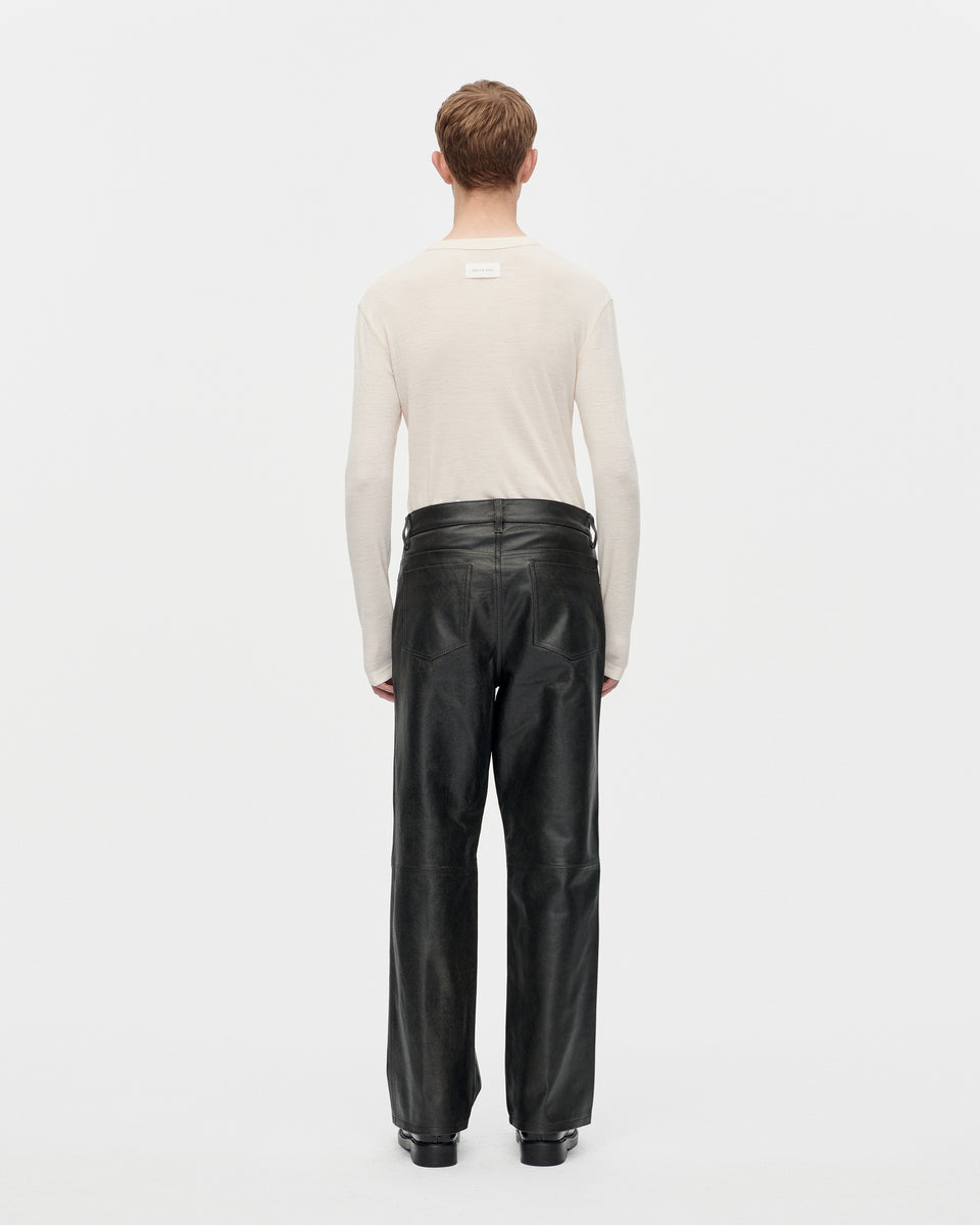 5 Pocket Distress Leather 009 Black