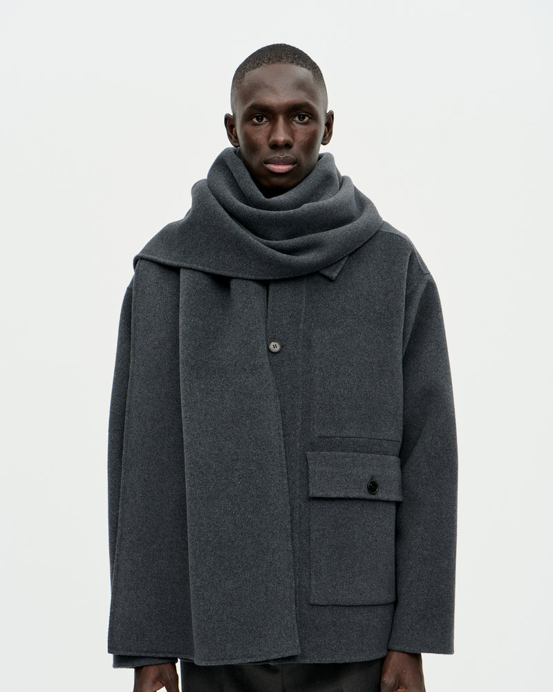 Plaid Scarf Woolcash 008 Charcoal