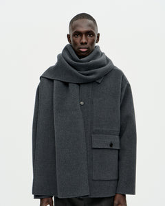 Plaid Scarf Woolcash 008 Charcoal