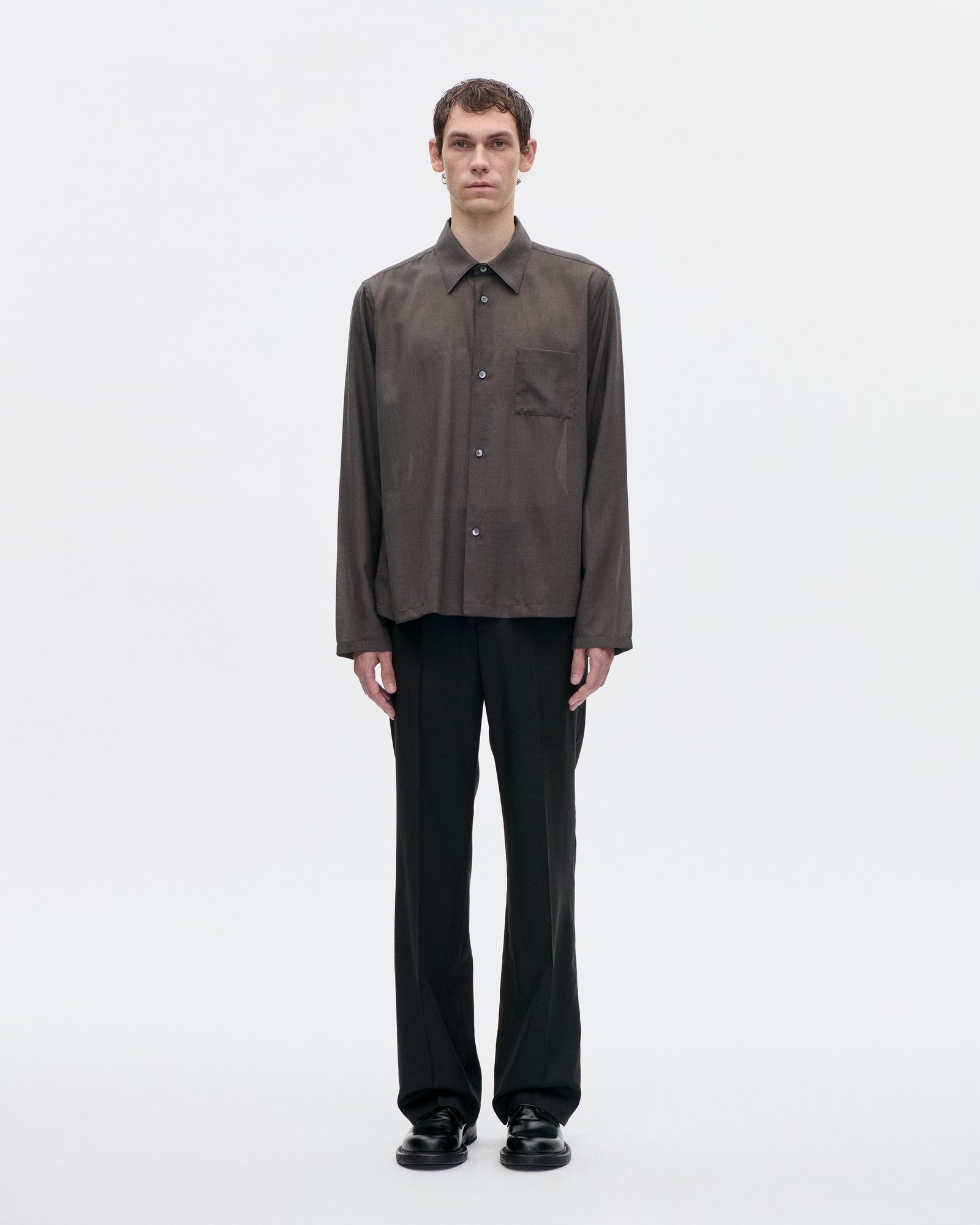 Cordial Shirt 120s Merino 084 Peat