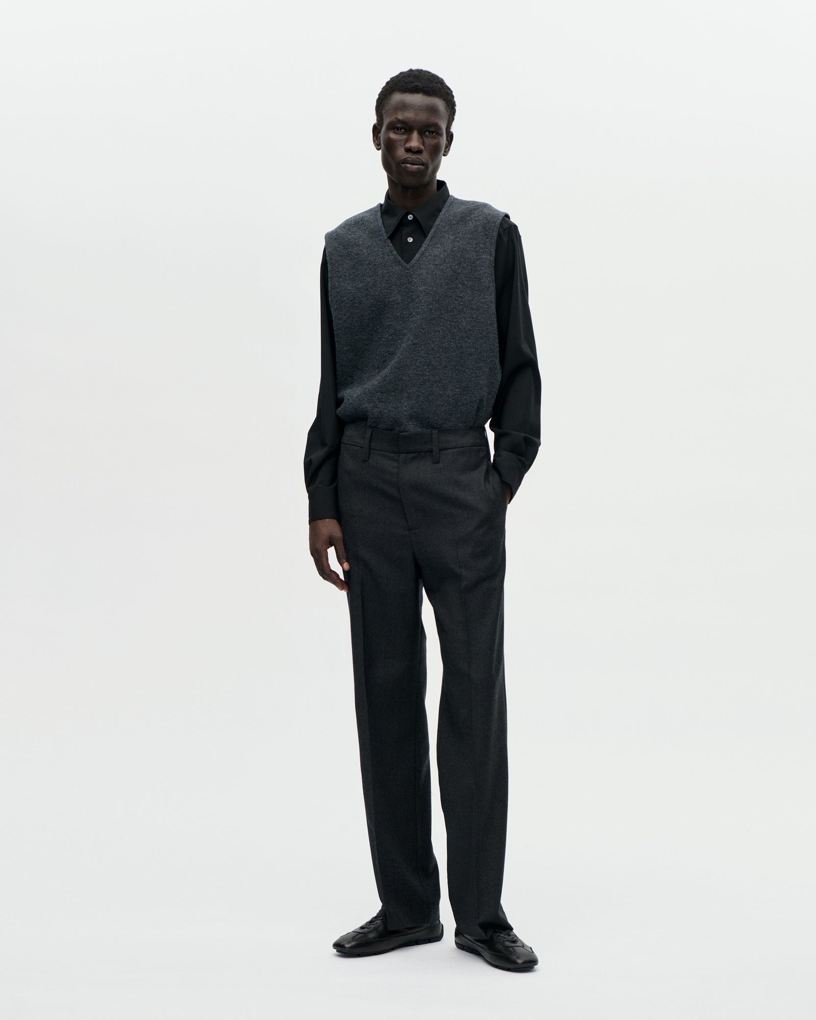 Dress Trouser Flannel Wool 008 Charcoal