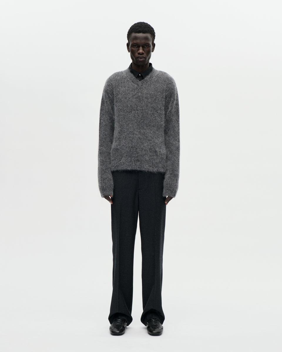 V Neck Kid Mohair 008 Charcoal