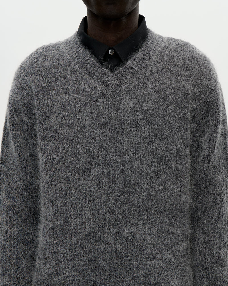 V Neck Kid Mohair 008 Charcoal