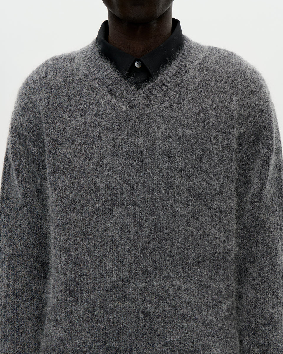 V Neck Kid Mohair 008 Charcoal